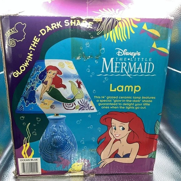 Little Mermaid Lamp With Glow in the Dark Shade, Violet Base - Rare Vintage - Picture 3 of 16